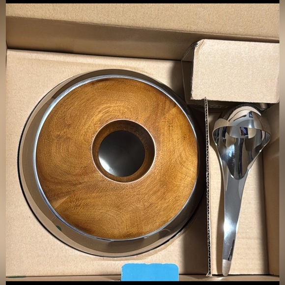 NWT | Scoop Ice Bucket | Nambe Gourmet | Acacia Wood & Stainless Steel - Picture 7 of 12